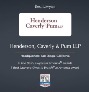 best lawyers signage plaque identifying award to Henderson Caverly & Pum LLP